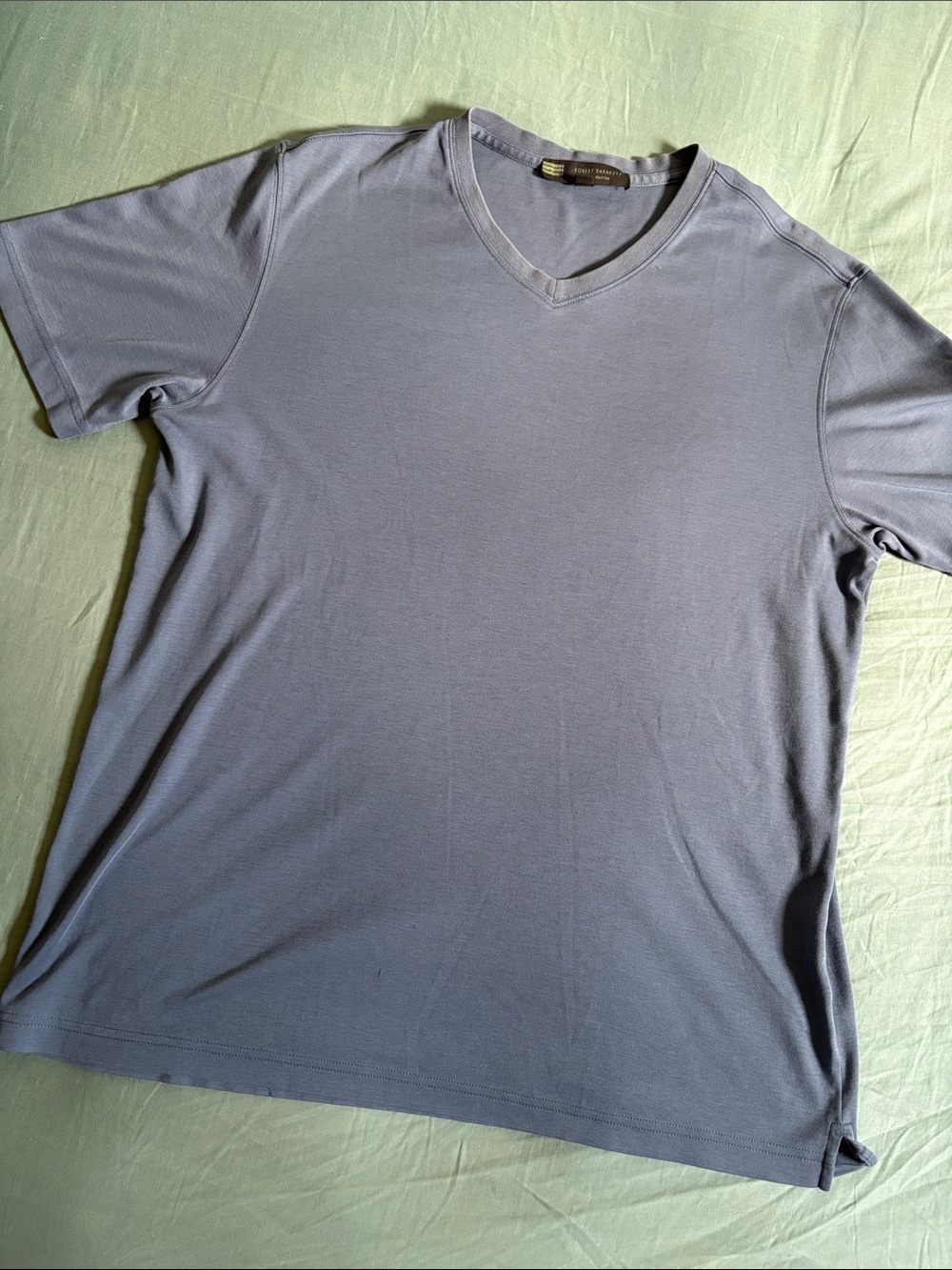 Robert Barakett Men's V-Neck Short Sleeve Tee - Light Blue Gray